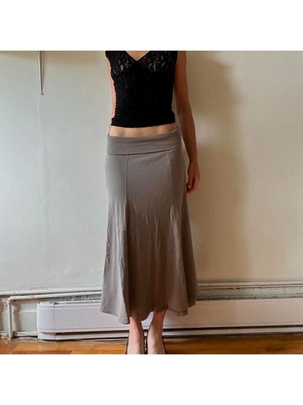 Fold-over maxi cotton skirt — James Perse